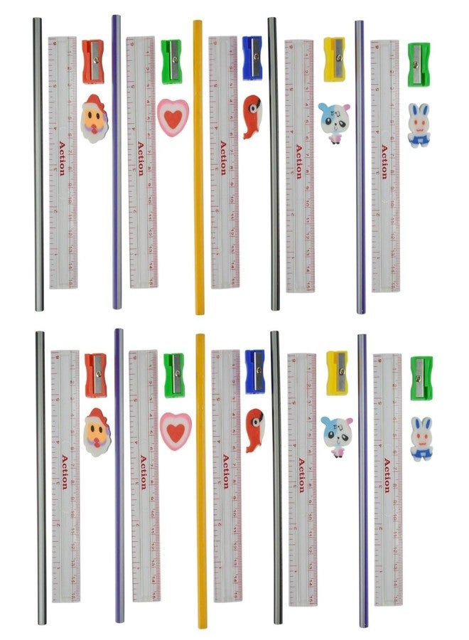 رويالز هدايا تذكارية لأعياد ميلاد الأطفال من رويالز كيدز - مجموعة أدوات مكتبية مكونة من 12 قطعة للأطفال | أدوات مدرسية متعددة الألوان وممتعة مع دفتر ملاحظات وقلم رصاص وممحاة ومبراة | هدايا مثالية لحفلات أعياد الميلاد - Image 1